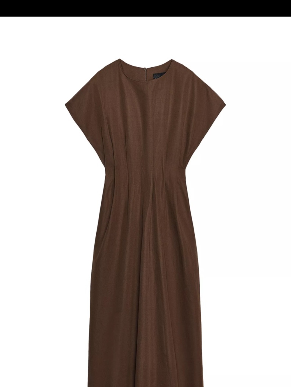 Zara Brown Cap-Sleeve Midi Dress